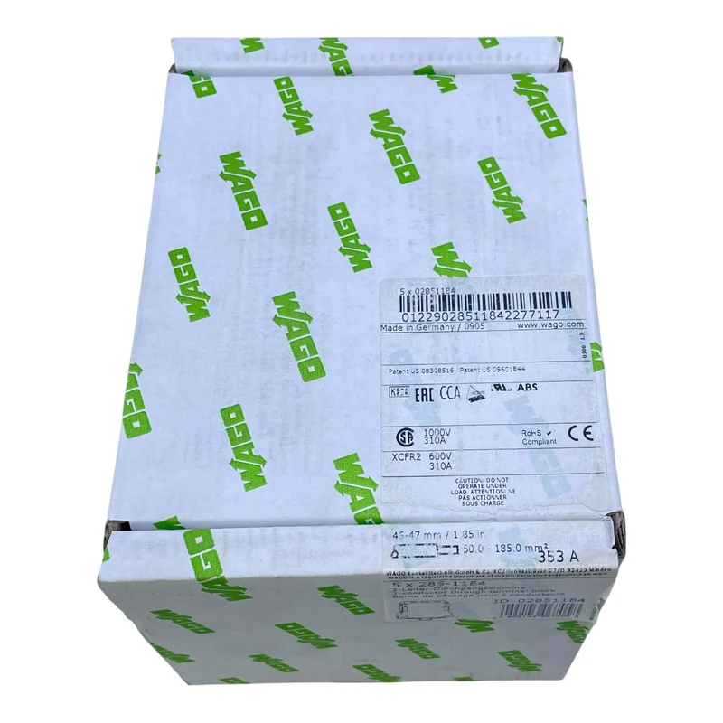 WAGO 2-Leiter-Durchgangsklemme 285-1184 310A 600V VE:5 Stk