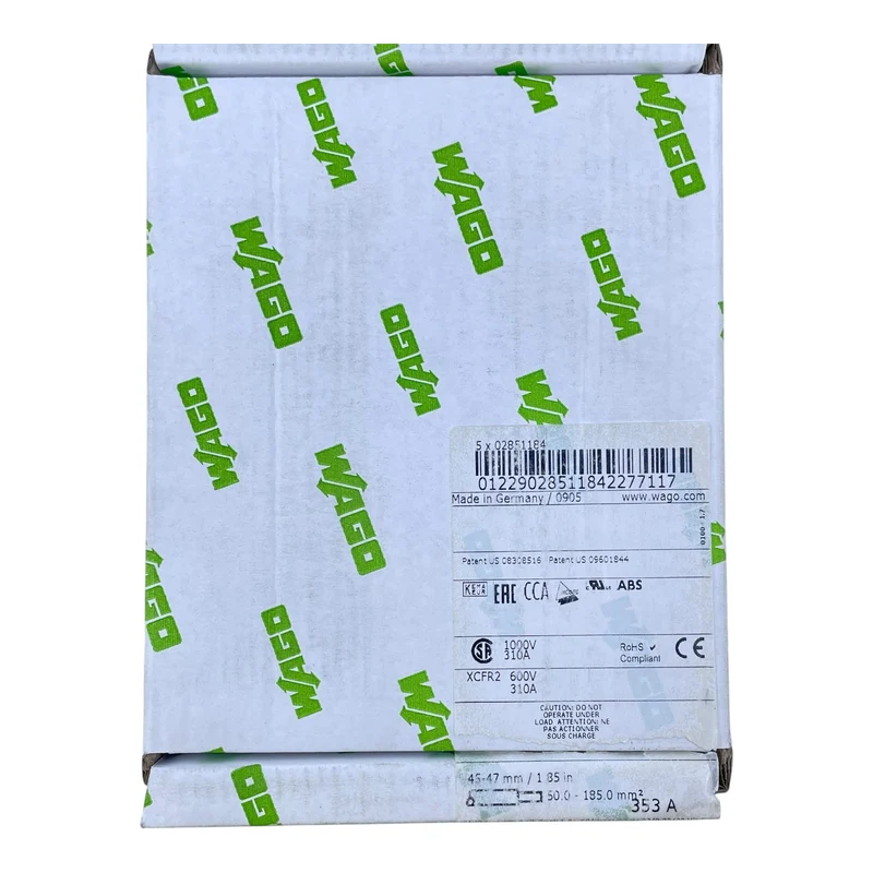 WAGO 2-Leiter-Durchgangsklemme 285-1184 310A 600V VE:5 Stk