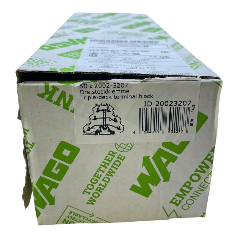 WAGO Dreistockklemme Schutzleiterklemme 2002-3207 TOPJOB S 20A 500V VE:50 Stück