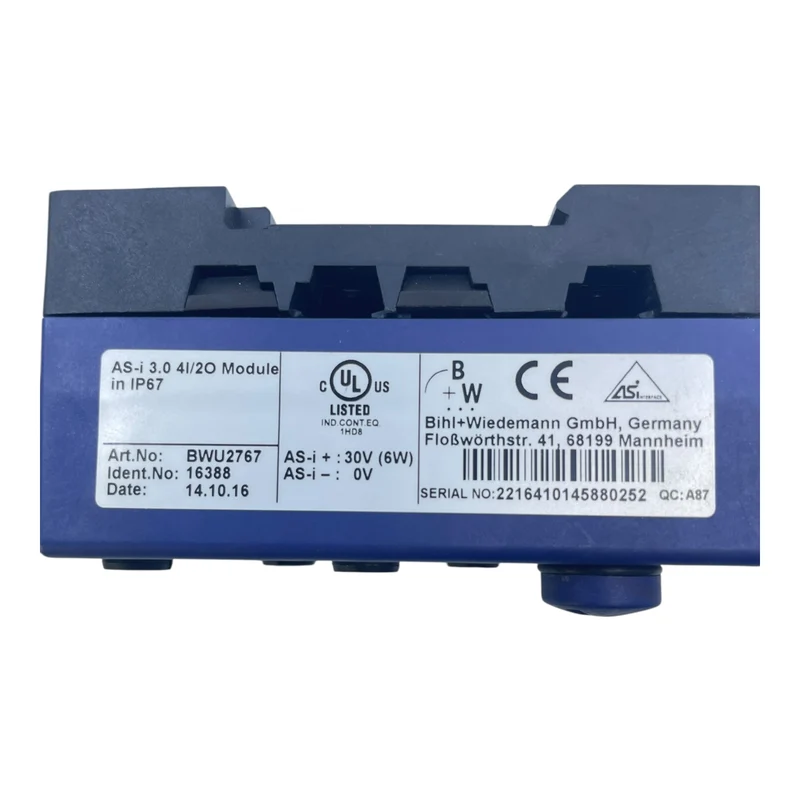 Bihl+Wiedemann AS-i 3.0 Modul BWU2767 4I/2O IP67