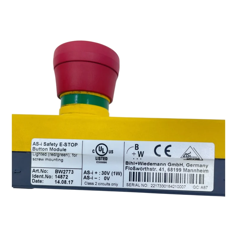 Bihl+Wiedemann AS-i Safety E-STOP BW2773 Not-Aus Taster Modul 30V