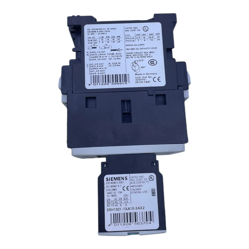 Siemens 3RT1627-1AP01 Leistungsschütz 3RH1921-1XA10-3AX2 Siemens 3RT1627-1AP01 L