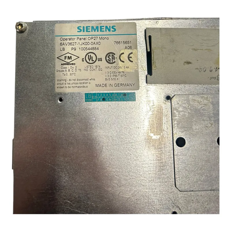 Siemens 6AV3627-1JK00-0AX0 Operator Panel Bedieneinheit HMI Industrie Einsatz