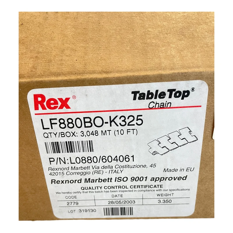 Rexnord LF880BO-K325 L0880/604061 Förderkette 10ft für industriellen Einsatz