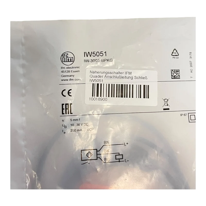 Ifm IW5051 Induktiver Sensor für industriellen Einsatz IW-3005-BPKG Ifm IW5051 3