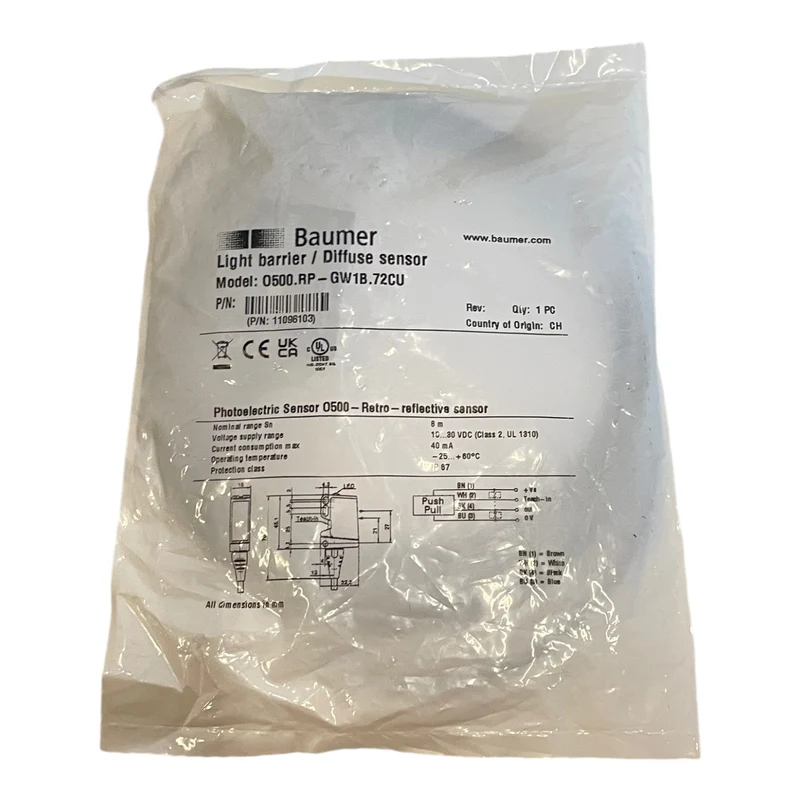 Baumer O500.RP-GW1B.72CU Reflexions-Lichtschranke 11096103 O500.RP-GW1B.72CU 72C