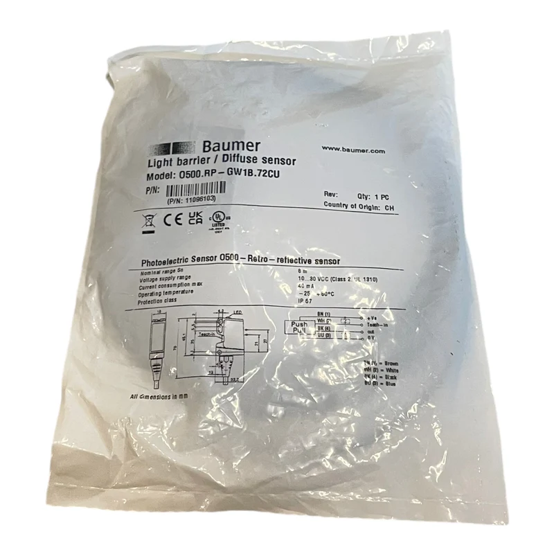 Baumer O500.RP-GW1B.72CU Reflexions-Lichtschranke 11096103 O500.RP-GW1B.72CU 72C