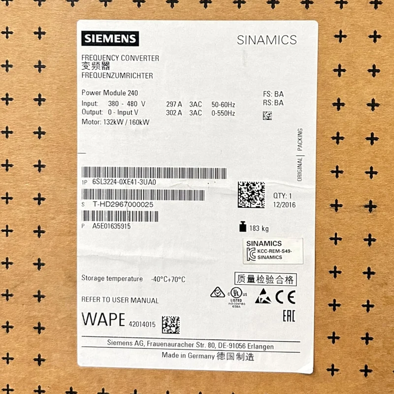 Siemens SINAMICS 6SL3224-0XE41-3UA0 Leistungsmodul PM240-2 Frequenzumrichter PM