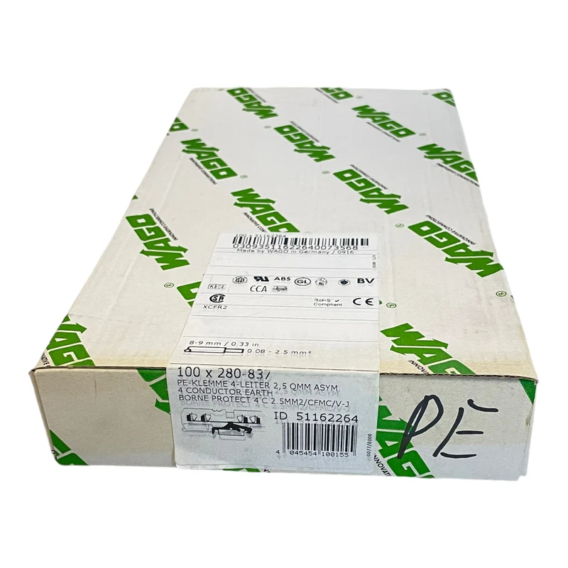 Wago 280-837 4-Leiter-Schutzleiterklemme VE:100stk/pcs für industriellen Einsatz