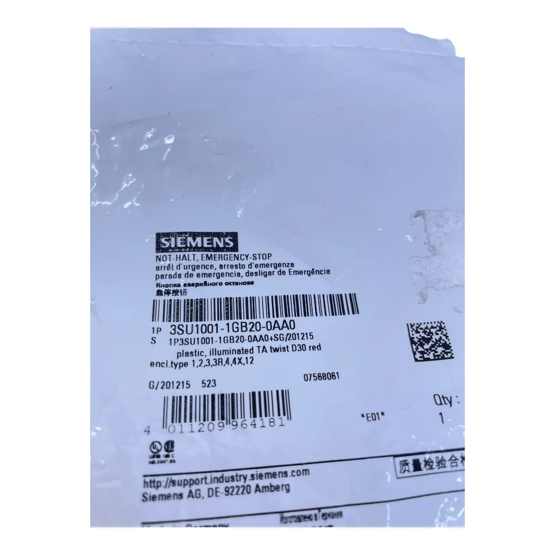 Siemens 3SU1001-1GB20-0AA0 Not-Halt-Pilzdrucktaster für industriellen Einsatz