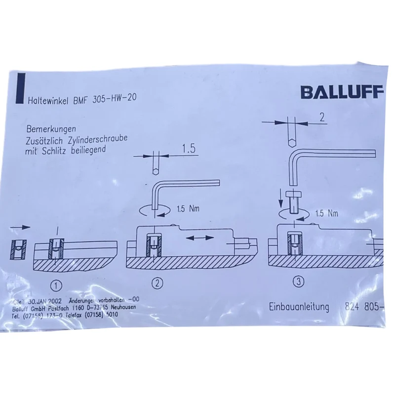 Balluff BMF305-HW-20 Haltewinkel für Sensoren 125615 VE: 5 stk/pcs Haltewinkel