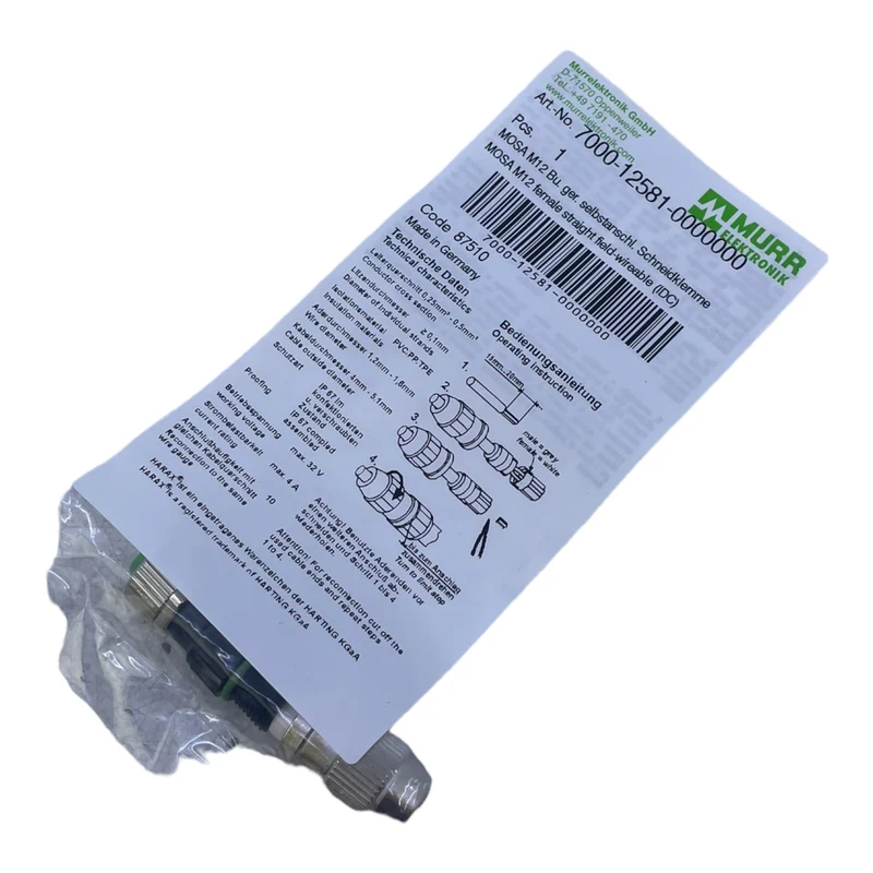 Murr 7000-12581-0000000 M12 Bu. 0° A-kod. Schneidklemmanschluss VE:5stk/pcs