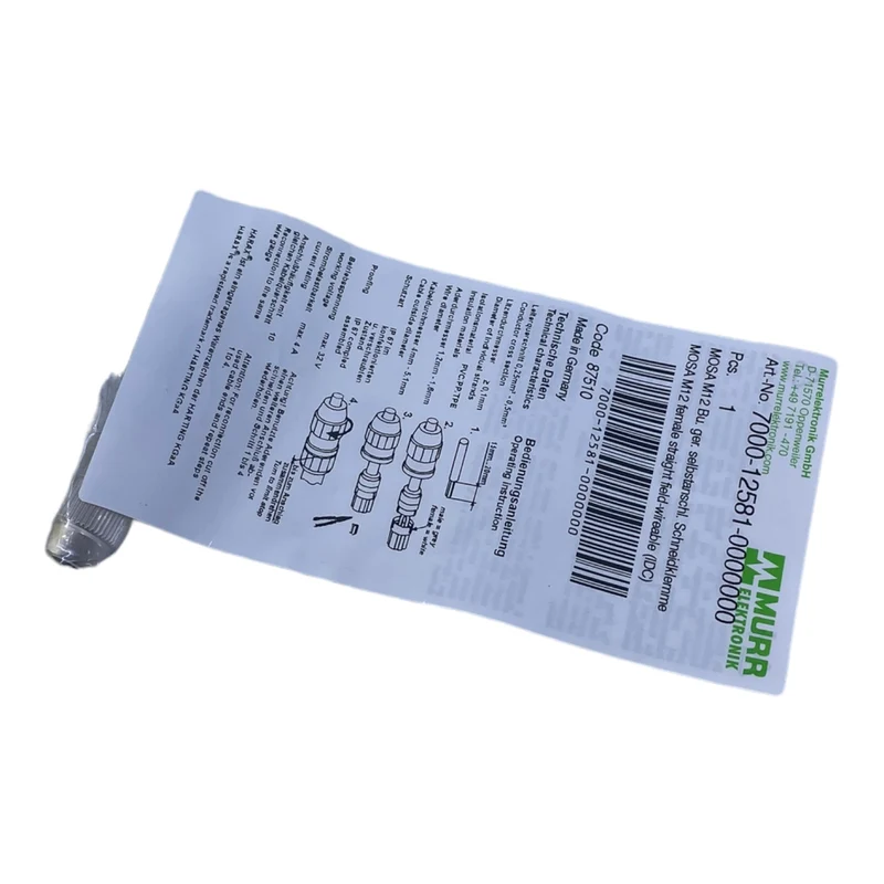 Murr 7000-12581-0000000 M12 Bu. 0° A-kod. Schneidklemmanschluss VE:5stk/pcs