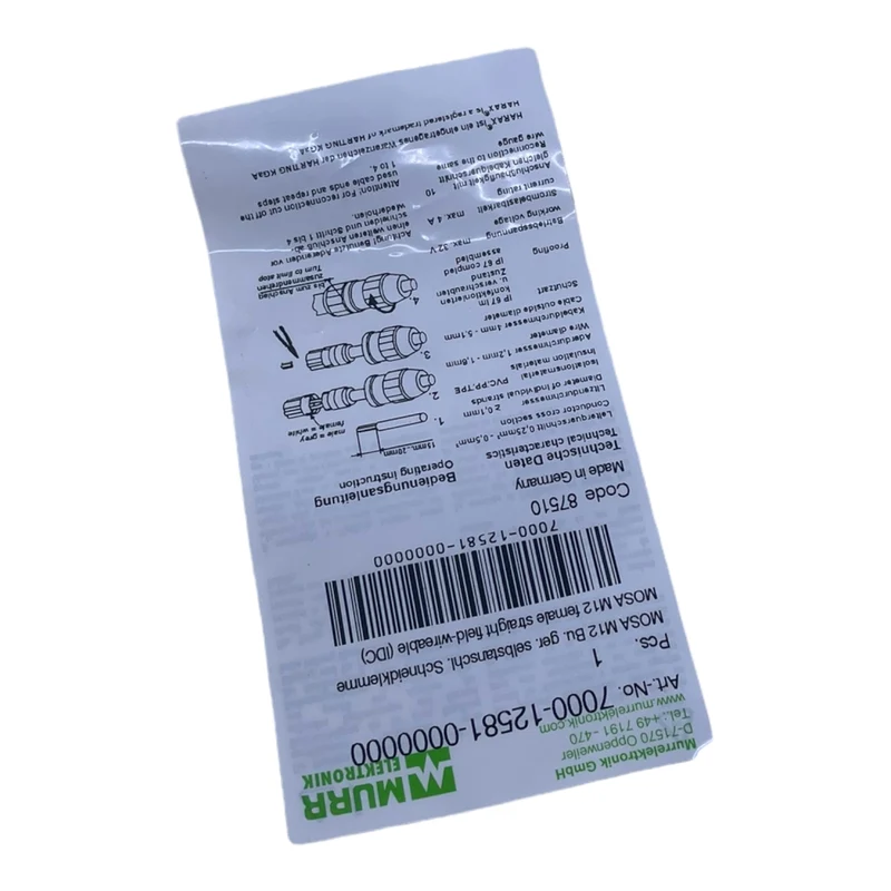 Murr 7000-12581-0000000 M12 Bu. 0° A-kod. Schneidklemmanschluss VE:5stk/pcs