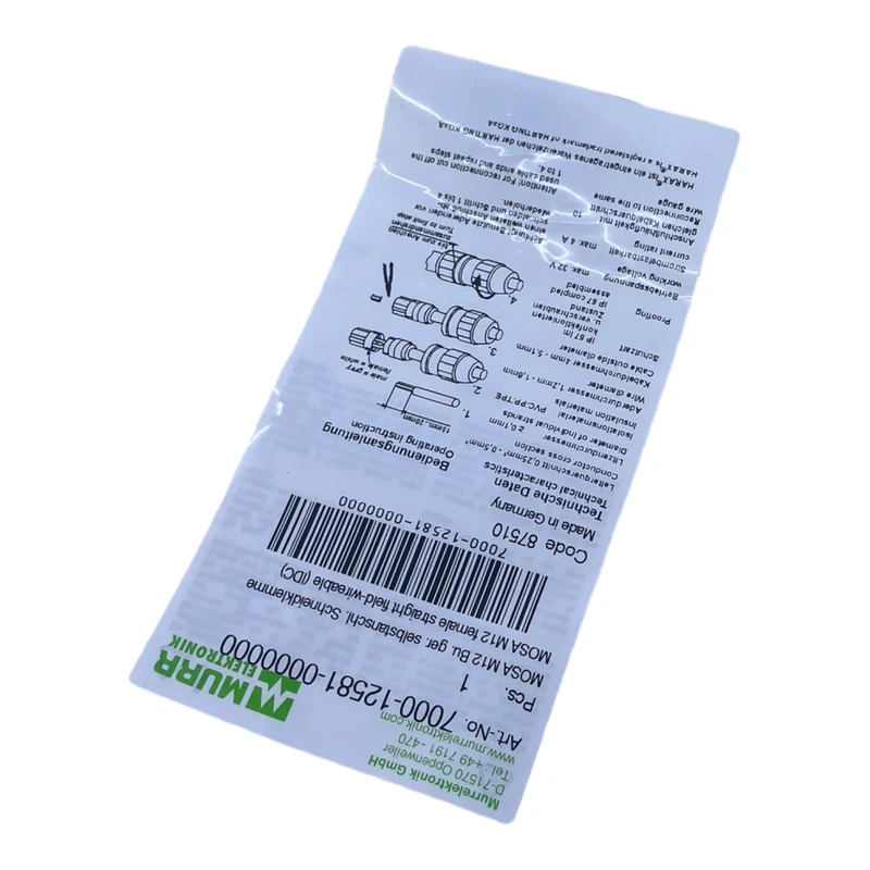 Murr 7000-12581-0000000 M12 Bu. 0° A-kod. Schneidklemmanschluss VE:5stk/pcs