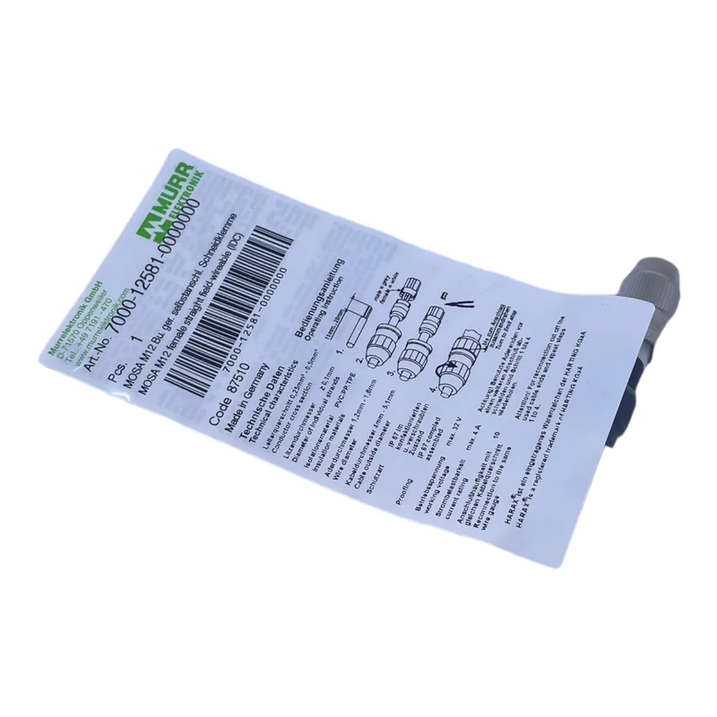 Murr 7000-12581-0000000 M12 Bu. 0° A-kod. Schneidklemmanschluss VE:5stk/pcs