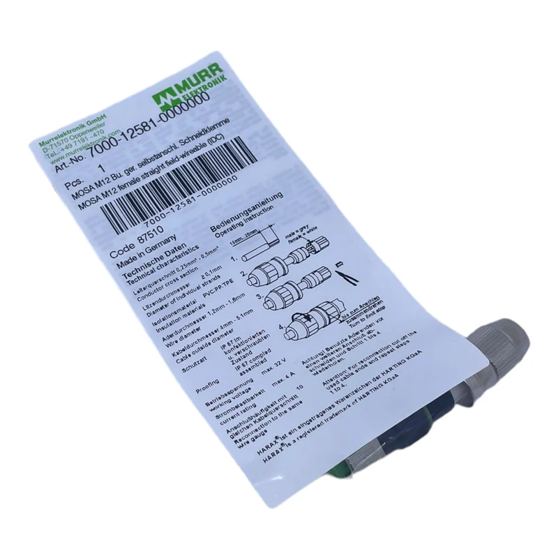 Murr 7000-12581-0000000 M12 Bu. 0° A-kod. Schneidklemmanschluss VE:5stk/pcs