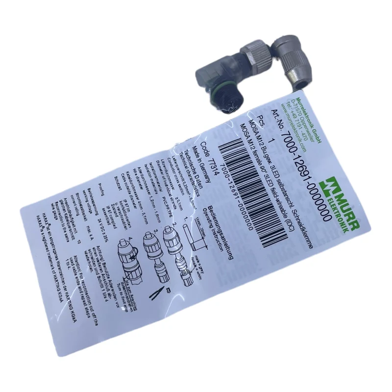 Murr 7000-12691-0000000 M12 Bu. 90° A-kod. Schneidklemmanschluss 3LED VE:5stk/pc