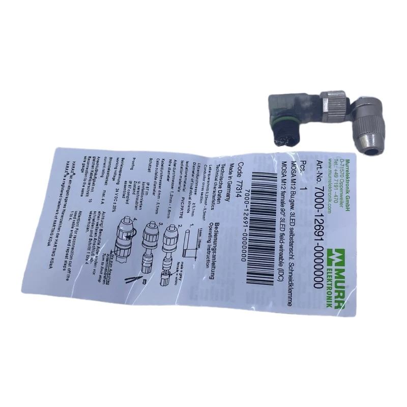 Murr 7000-12691-0000000 M12 Bu. 90° A-kod. Schneidklemmanschluss 3LED VE:5stk/pc