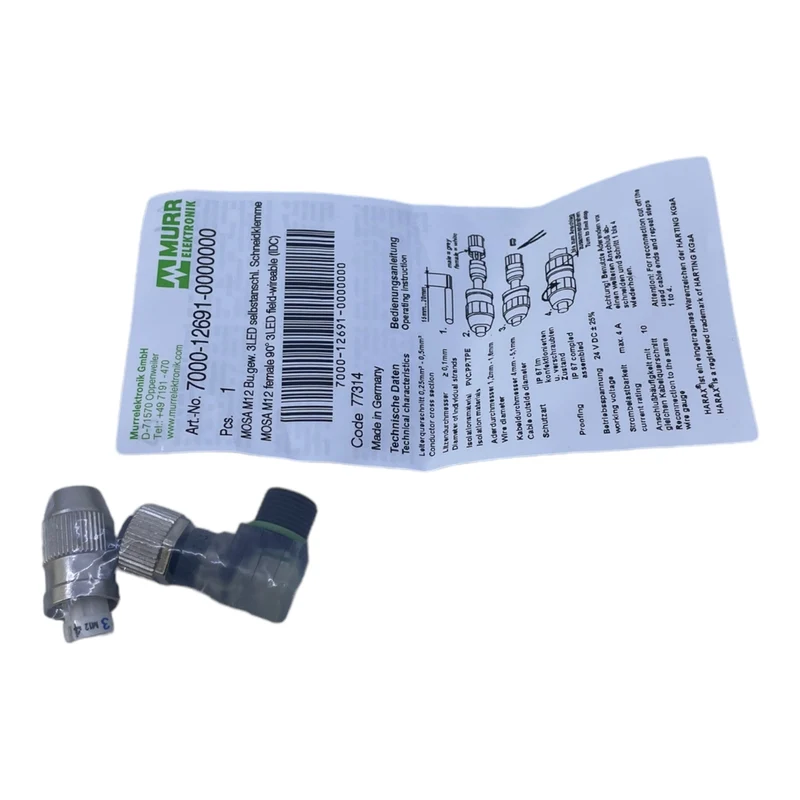 Murr 7000-12691-0000000 M12 Bu. 90° A-kod. Schneidklemmanschluss 3LED VE:5stk/pc