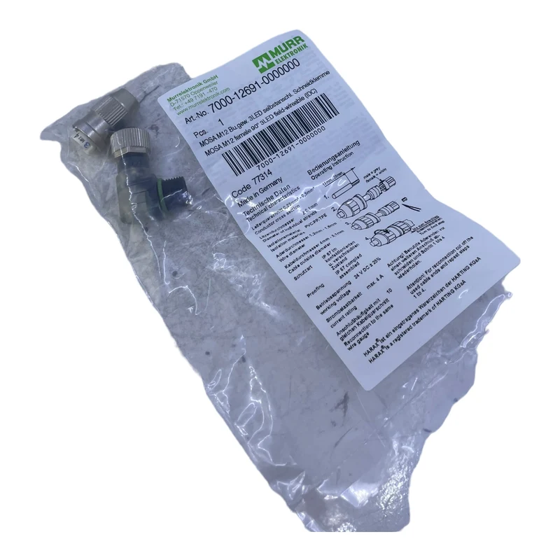 Murr 7000-12691-0000000 M12 Bu. 90° A-kod. Schneidklemmanschluss 3LED VE:5stk/pc