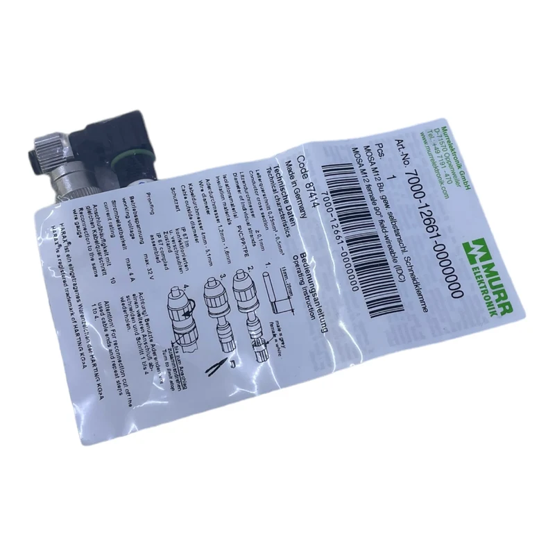 Murr 7000-12661-0000000 M12 Bu. 90° A-kod. Schneidklemmanschluss VE:5stk/pcs
