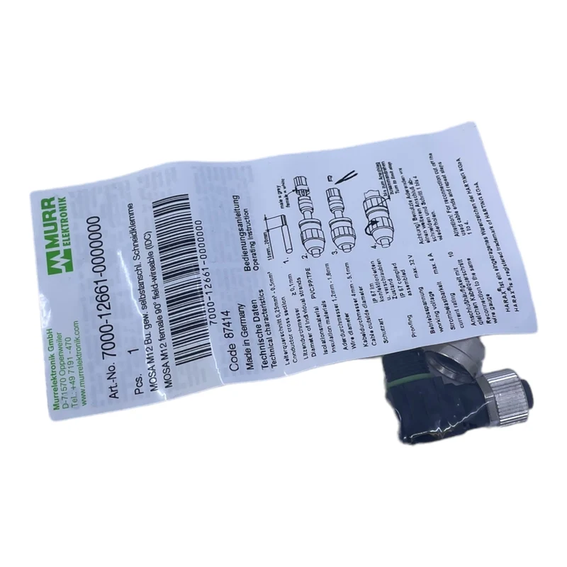 Murr 7000-12661-0000000 M12 Bu. 90° A-kod. Schneidklemmanschluss VE:5stk/pcs