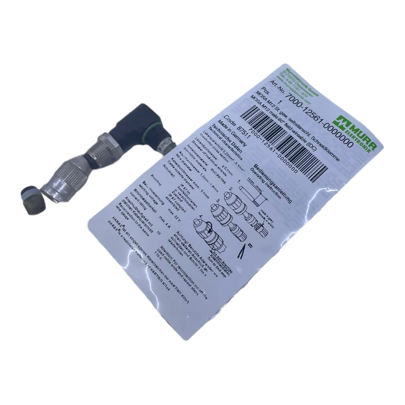 Murr 7000-12561-0000000 M12 St. 90° A-kod. Schneidklemmanschluss VE:4stk/pcs