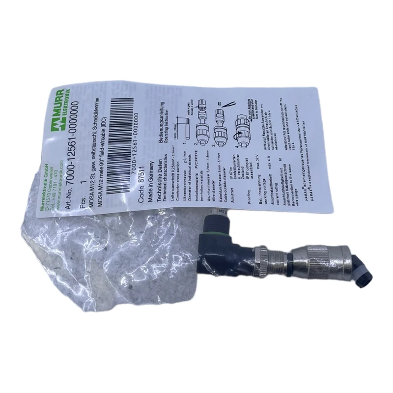 Murr 7000-12561-0000000 M12 St. 90° A-kod. Schneidklemmanschluss VE:4stk/pcs