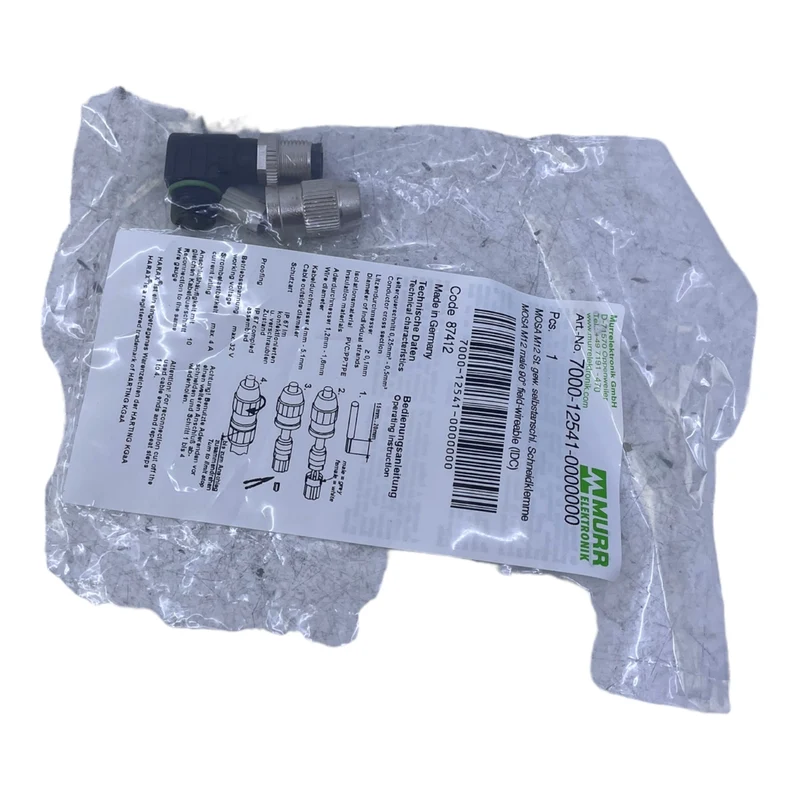 Murr 7000-12541-0000000 M12 St. 90° A-kod. Schneidklemmanschluss VE:6stk/pcs