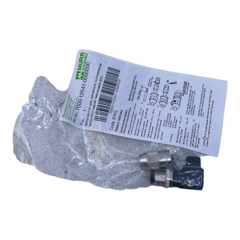 Murr 7000-12541-0000000 M12 St. 90° A-kod. Schneidklemmanschluss VE:6stk/pcs