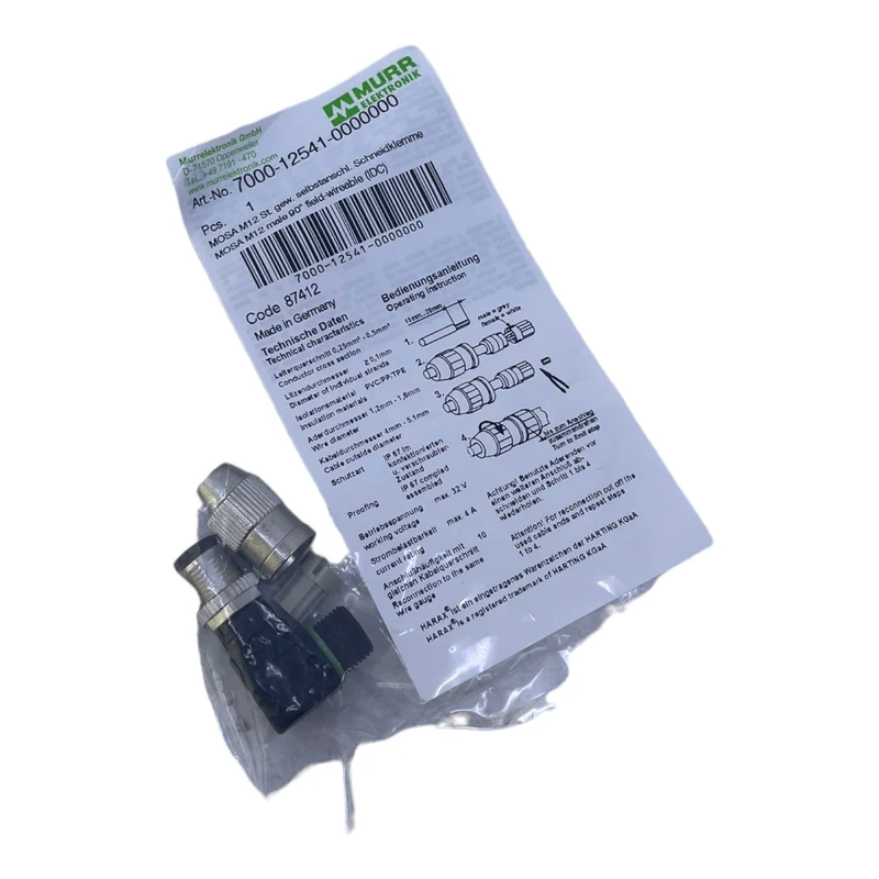 Murr 7000-12541-0000000 M12 St. 90° A-kod. Schneidklemmanschluss VE:6stk/pcs