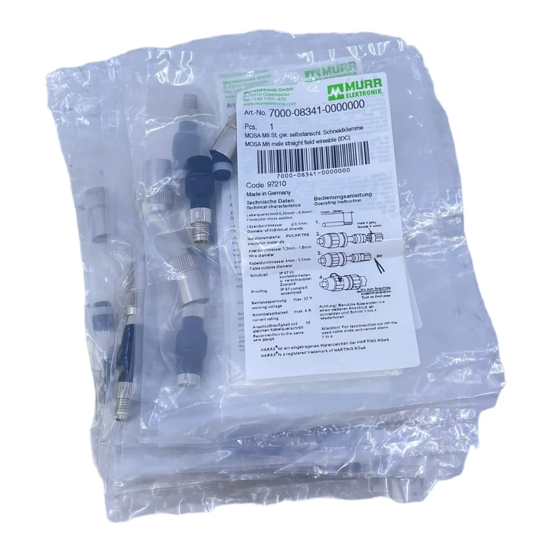 Murr 7000-08341-0000000 M8 St. 0° A-kod. Schneidklemmanschluss VE:13stk/pcs