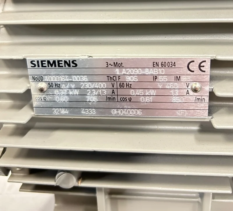 Siemens 1LA2090-8AB10 0,37kW Elektromotor für industriellen Einsatz 230/400V