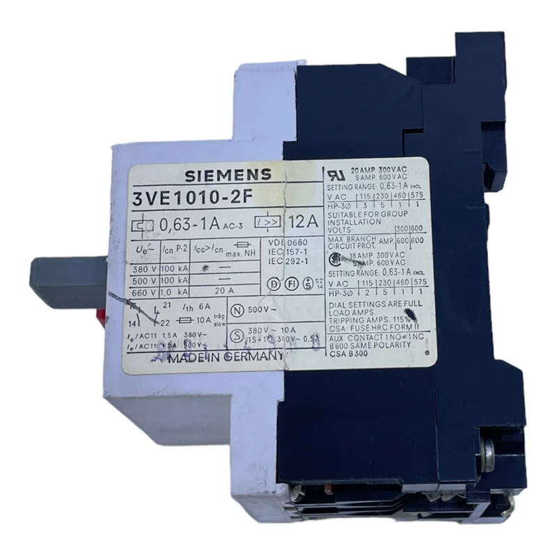 Siemens 3VE1010-2F Manueller Motorschutzschalter für industriellen Einsatz