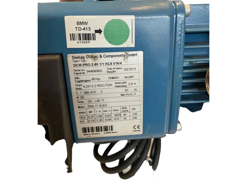 Demag DCM-PRO2-80 1/1 H2,8V16/4 Kettenzug Elektrisch 80kg Laufkatze