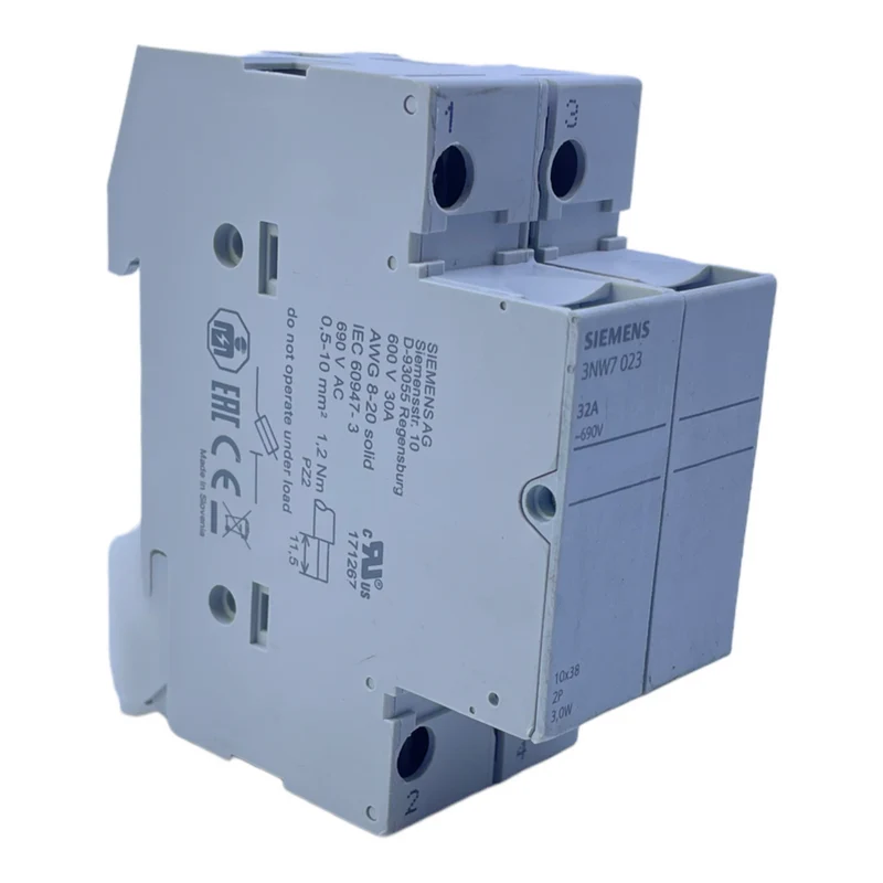 Siemens 3NW7023 Zylindersicherungshalter für Industriellen Einsatz 600V 30A 690V