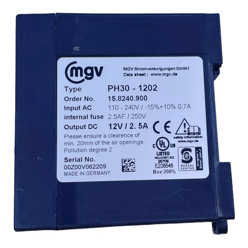 MGV PH30-1202 Stromversorgung für industriellen Einsatz 110-240V 12V/2,5A MGV