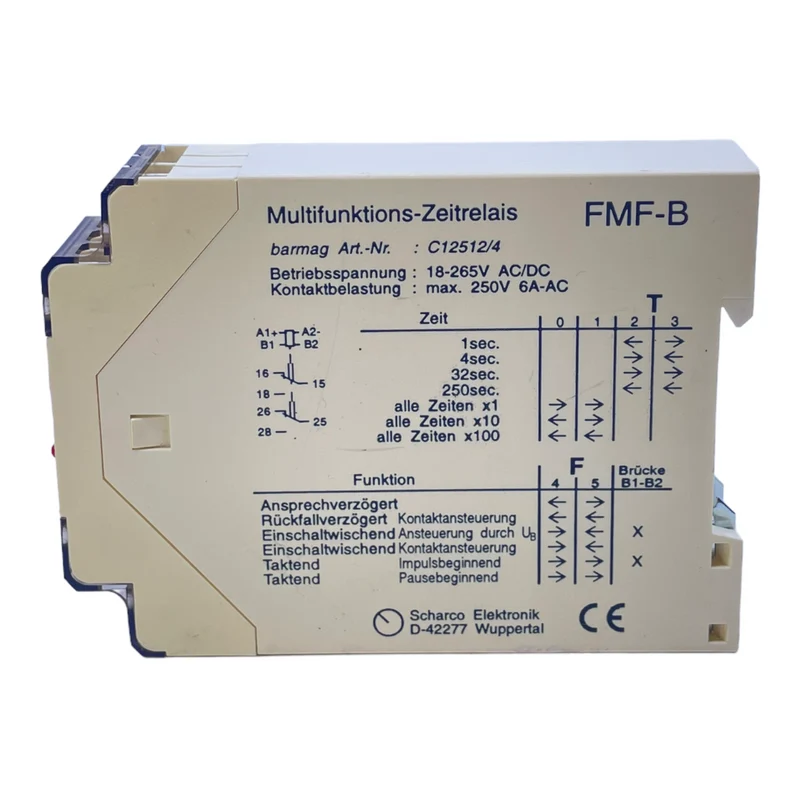 Scharco FMF-B Zeitrelais 18-265V AC/DC max. 250V 6A-AC für industriellen Einsatz