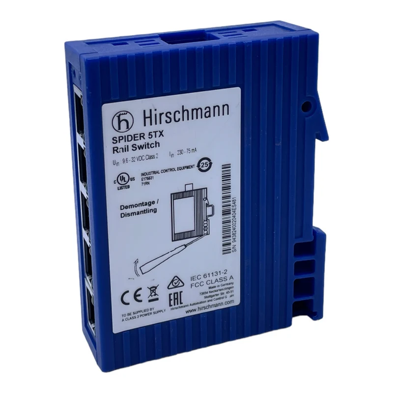 Hirschmann SPIDER 5TX Ethernet Schalter 9,6-32V DC 230-75mA 24V Schalter