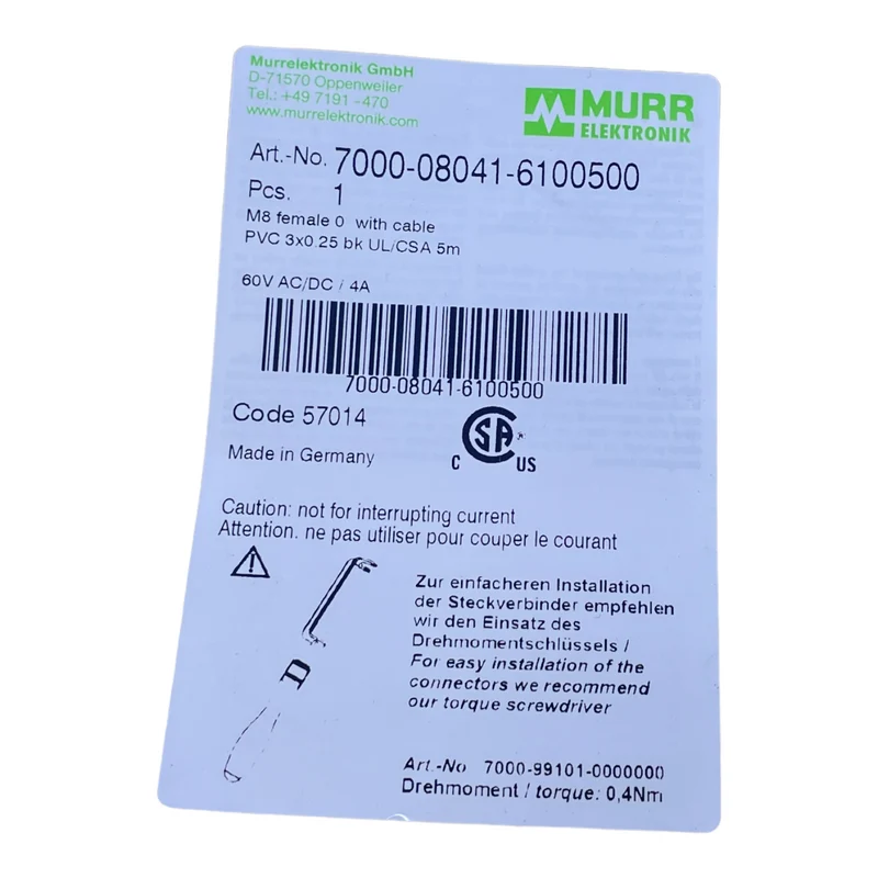 Murr 7000-08041-6100500 Sensorleitung 60V AC/DC 4A 5m