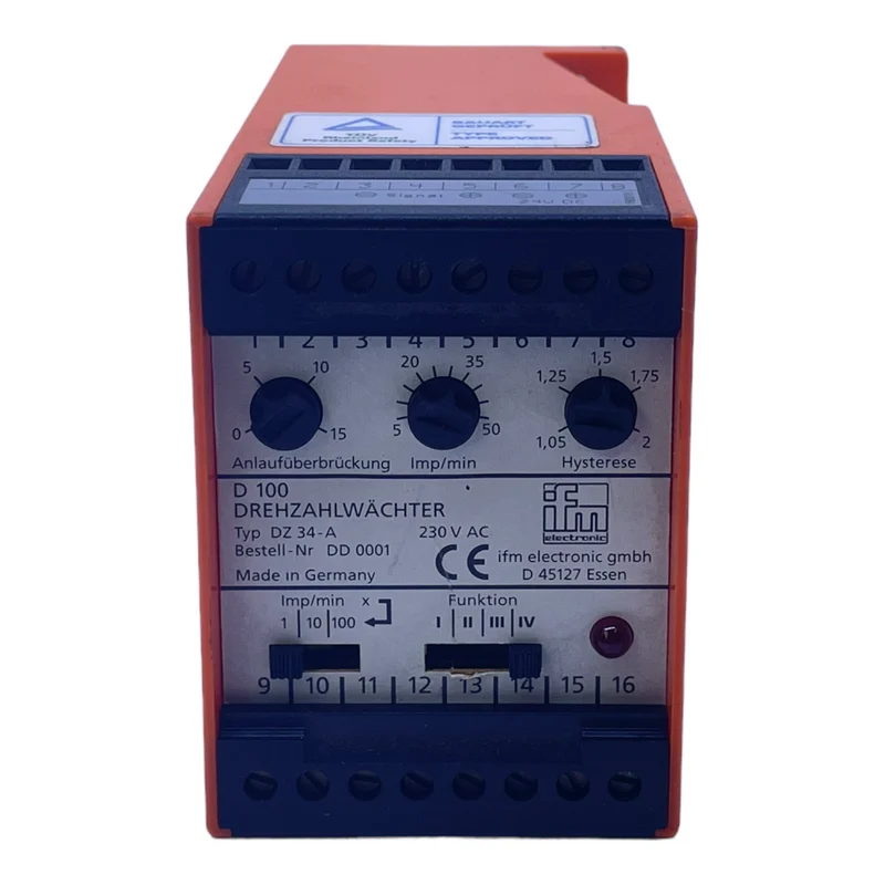 Ifm DD0001 Drehzahlwächter DZ34-A 230Vac 24Vdc ifm electronic Drehzahlwächter