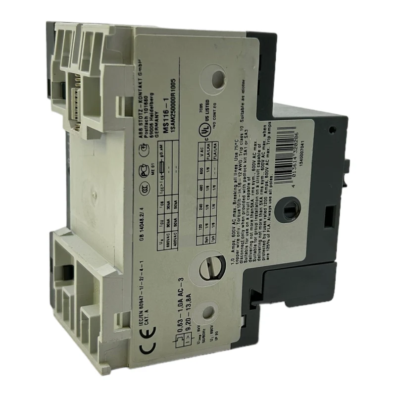 ABB MS116-1 0,63-1,0A Motorschutzschalter 50/60Hz 6kV 690V AC 400V AC 50A