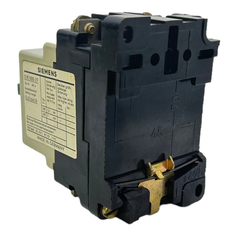Siemens 3VE1000-2F Motorschutzschalter 0,63-1A 380V, 1,5kA 500V, 1kA Schalter