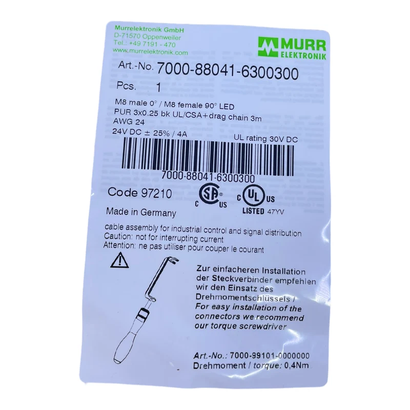 Murr Elektronik 7000-88041-6300300 Steckverbinder 3-polig 24 V DC 4 A