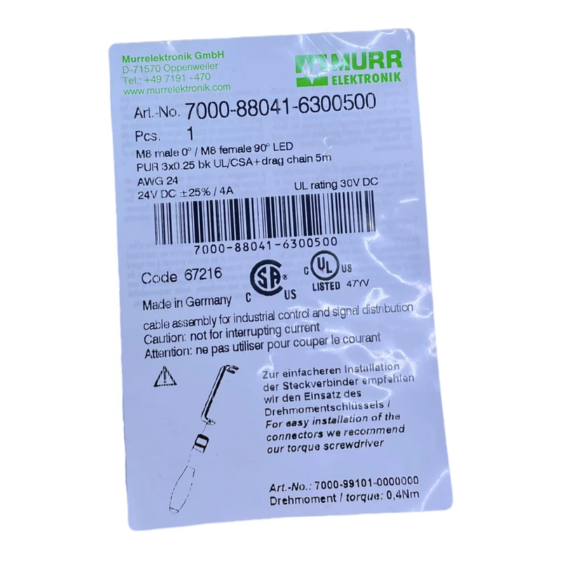 Murr Elektronik 7000-88041-6300500 Steckverbinder 3-polig 24 V DC 4 A VE: 2stk
