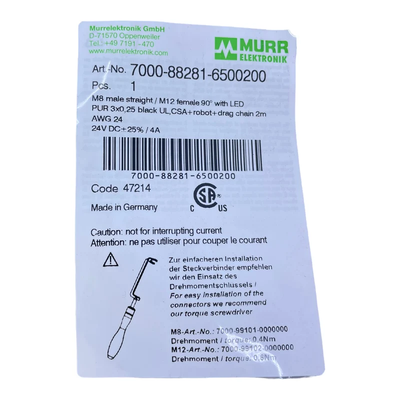 Murr Elektronik 7000-88281-6500200 Steckverbinder 3-polig 24 V DC 4 A VE: 2stk