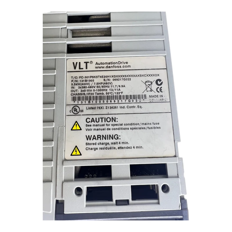 Danfoss FC-301P5K5K5T4E20H1 Frequenzumrichter 131B1005 Inp:3x380-480V 11.7/9.9A