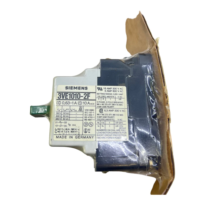 Siemens 3VE1010-2F Motorschutzschalter 300V 40-60Hz 0,63-1A 3polig
