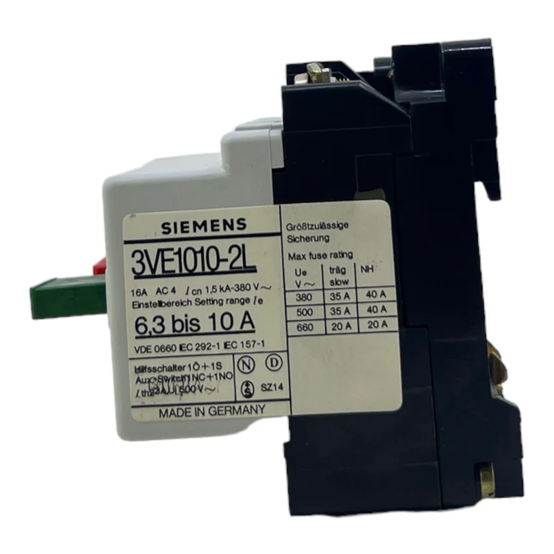 Siemens 3VE1010-2L Motoschutzschalter 1,5kA-380V Motorschutz